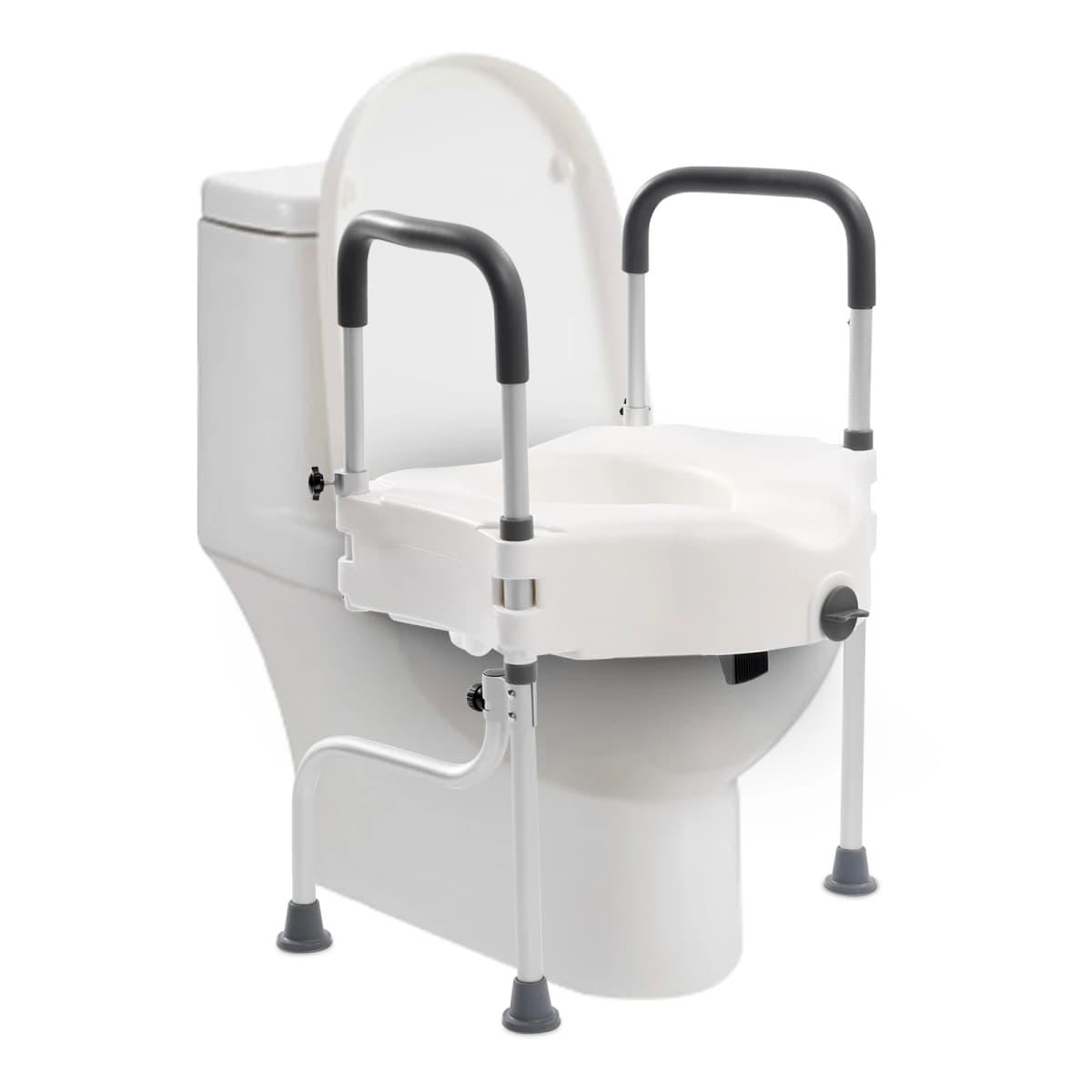 Aluminum Alloy Toilet Seat Raiser & Safety Frames for Elder with Armrests Elevator 110mm 150Kg Weight Capacity White