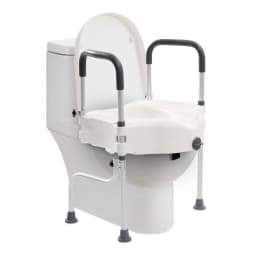 Aluminum Alloy Toilet Seat Raiser & Safety Frames for Elder with Armrests Elevator 110mm 150Kg Weight Capacity White