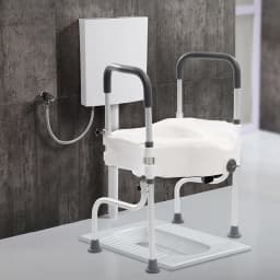 Aluminum Alloy Toilet Seat Raiser & Safety Frames for Elder with Armrests Elevator 110mm 150Kg Weight Capacity White