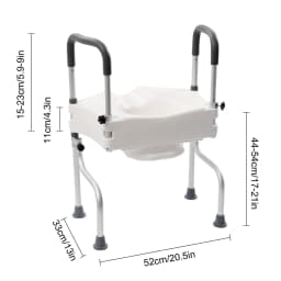 Aluminum Alloy Toilet Seat Raiser & Safety Frames for Elder with Armrests Elevator 110mm 150Kg Weight Capacity White