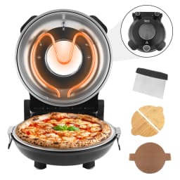 YIBAKE 12 Inch Black Electric Pizza Oven Countertop Maker Fireproof Ceramic Stone Heats up to 420℃ for Stone Baked Home Cooking