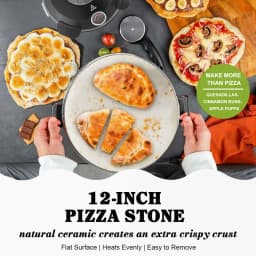 YIBAKE 12 Inch Black Electric Pizza Oven Countertop Maker Fireproof Ceramic Stone Heats up to 420℃ for Stone Baked Home Cooking