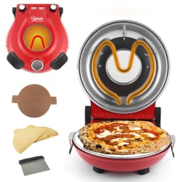 YIBAKE 12 Inch Black Electric Pizza Oven Countertop Maker Fireproof Ceramic Stone Heats up to 420℃ for Stone Baked Home Cooking