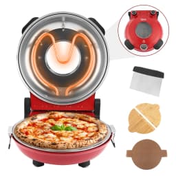 YIBAKE 12 Inch Black Electric Pizza Oven Countertop Maker Fireproof Ceramic Stone Heats up to 420℃ for Stone Baked Home Cooking