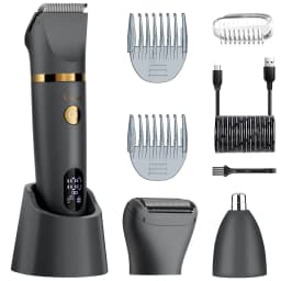 Solimpia Professional Hair Clipper Man's 1500mAh Cordless Barber Trimmer with LCD Display Stainless Steel Blade USB Rechargeable