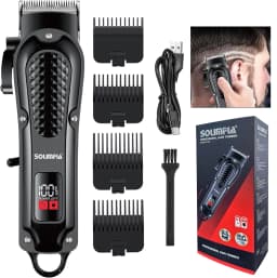 Solimpia Professional Hair Clipper Man's 1500mAh Cordless Barber Trimmer with LCD Display Stainless Steel Blade USB Rechargeable