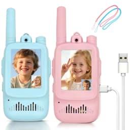 2pcs Kids Video Walkie Talkie Rechargeable Indoor Outdoor Toys One-Click Call Essential for Camping & Hiking Adventures Gift