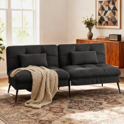 COMHOMA Fabric Sofa Bed 2 Seater Upgraded Frame 5-Gear Back Angle Adjustable Futon Sofa for Living Room