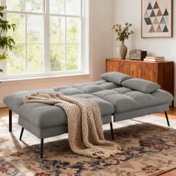 COMHOMA Fabric Sofa Bed 2 Seater Upgraded Frame 5-Gear Back Angle Adjustable Futon Sofa for Living Room