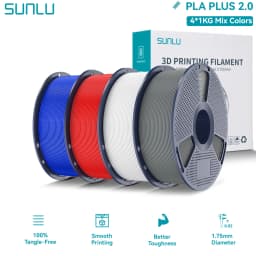 SUNLU PLA PLUS 2.0 3D Filament 1.75mm Stronger Robust Multicolor Upgrade Pla High Speed Printing Filament for Most FDM Printer