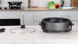 SUPERLEX 30cm Electric Multi Cooker 1500W Non-Stick Electric Skillet, 5 Adjustable Temperature Settings, Detachable Thermostat & Glass Lid, Multi Functional Pan for Hot Pot, Stir Fry and Stews