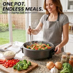 SUPERLEX 30cm Electric Multi Cooker 1500W Non-Stick Electric Skillet, 5 Adjustable Temperature Settings, Detachable Thermostat & Glass Lid, Multi Functional Pan for Hot Pot, Stir Fry and Stews