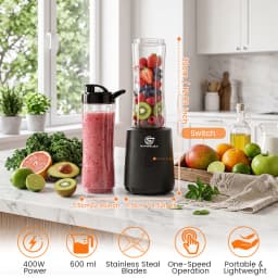 SUPERLEX Double Cup 600ML Electric Powerful Juicer 4000mAh Powerful Ice Crush Portable Blender Simple Operation Easy To Clean