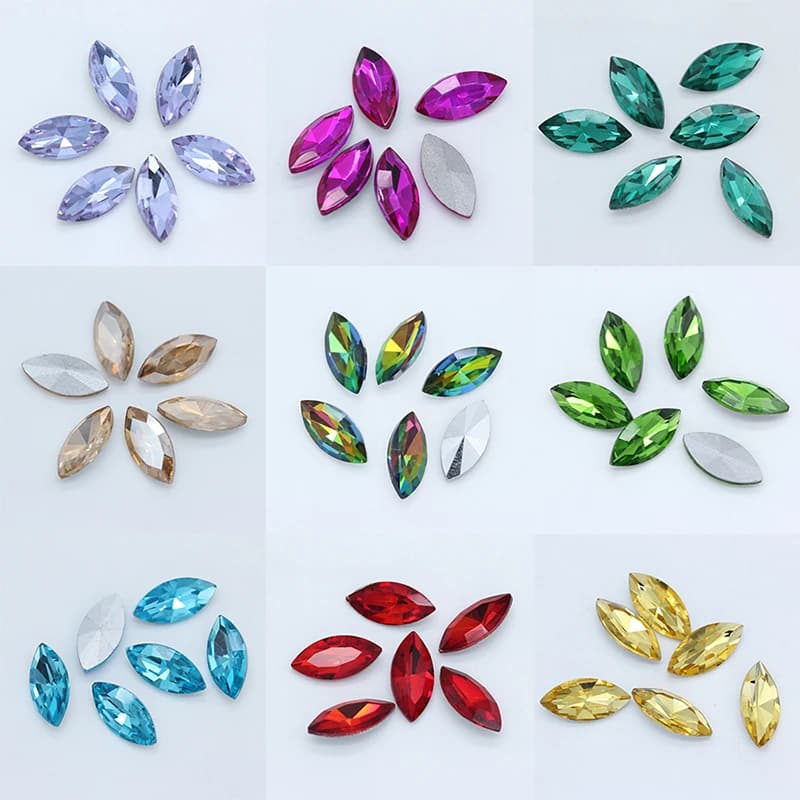 All Size 24-Colors Sparking Navette Horse Eyes Crystal Rhinestone Gems Crafts Beads For Jewelry Garment Nail Art Accessories