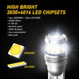 2x W5W LED T10 LED Bulbs Canbus 4014 3020 SMD For Car Parking Position Lights Interior Map Dome Lights 12V White Auto Lamp 6500K