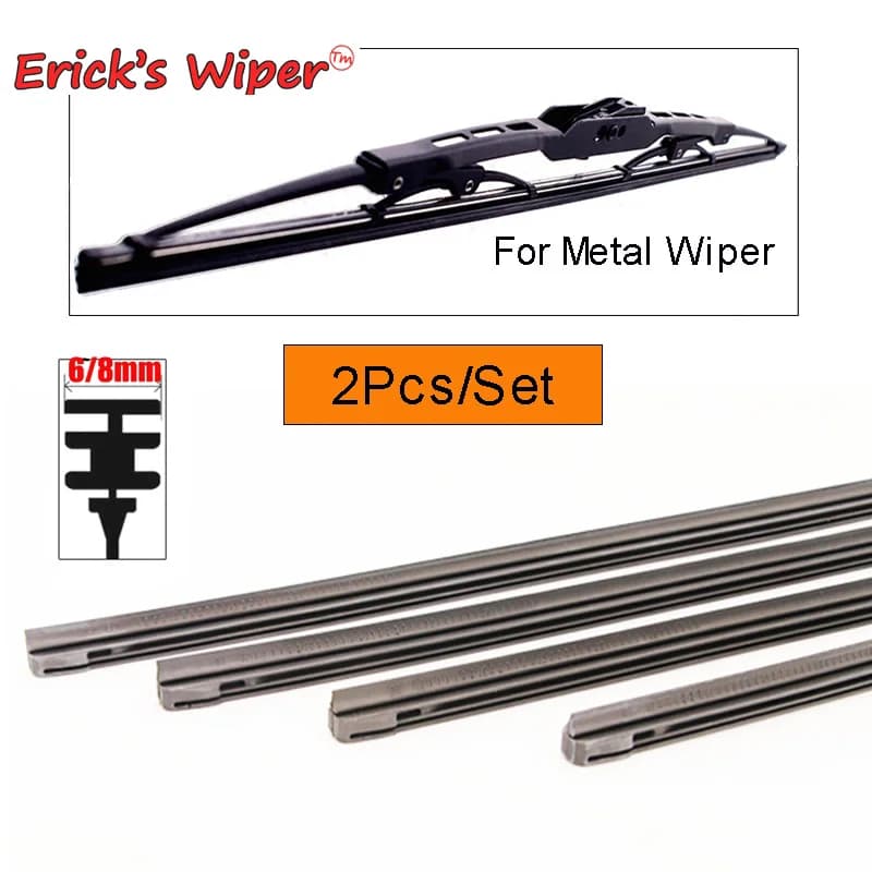 2PCS 6mm/8mm Car Auto Rubber Strip Refills For Metal Wiper Blades Windshield 14" 16" 22" 24" 26" Vehicle Insert Soft Refill