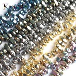 Natural Stone Flat Irregular Multicolor Plated Hematite Loose Spacer Beads For DIY Necklace Bracelet Jewelry Making 15" Strand