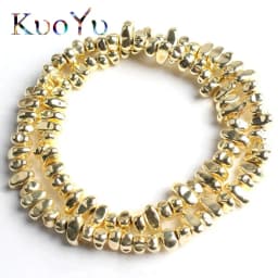 Natural Stone Flat Irregular Multicolor Plated Hematite Loose Spacer Beads For DIY Necklace Bracelet Jewelry Making 15" Strand