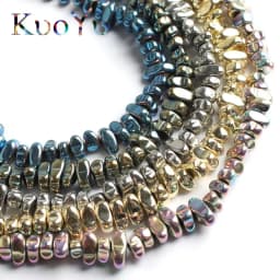 Natural Stone Flat Irregular Multicolor Plated Hematite Loose Spacer Beads For DIY Necklace Bracelet Jewelry Making 15" Strand