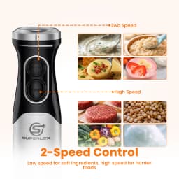 SUPERLEX Stainless Steel 600W Immersion Hand Blender + 304 Sharper Blades Non-slip 2 Speed Electric Steel Mixer Kitchen Gadget