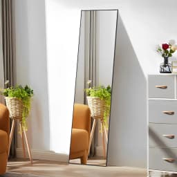 Voltsify Modern Metal Frame Full Length Wall-Mounted Mirror for Living Room Bedroom