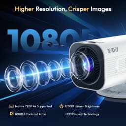 XGODY 4K Projector Android Mini Beamer Allwinner H713 Dual WIFI6 BT5.4 1280*720P Home Theater Outdoor Portable