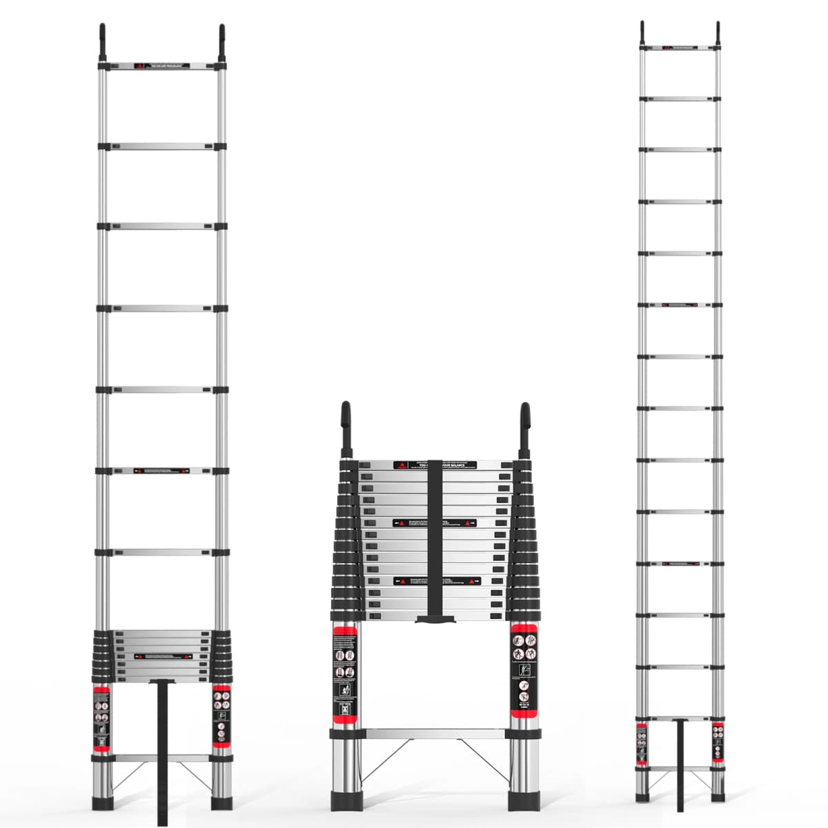 5M Telescopic Folding Ladder, Non-Slip Multi-Purpose Ladder Extendable Portable Stainless Steel Ladder with EN131 Standard
