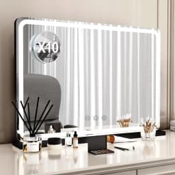 Extra Large Hollywood Vanity Mirror with LED Lights 3 Color Modes Touch Control Dimming Tabletop Lighted Makeup Mirror