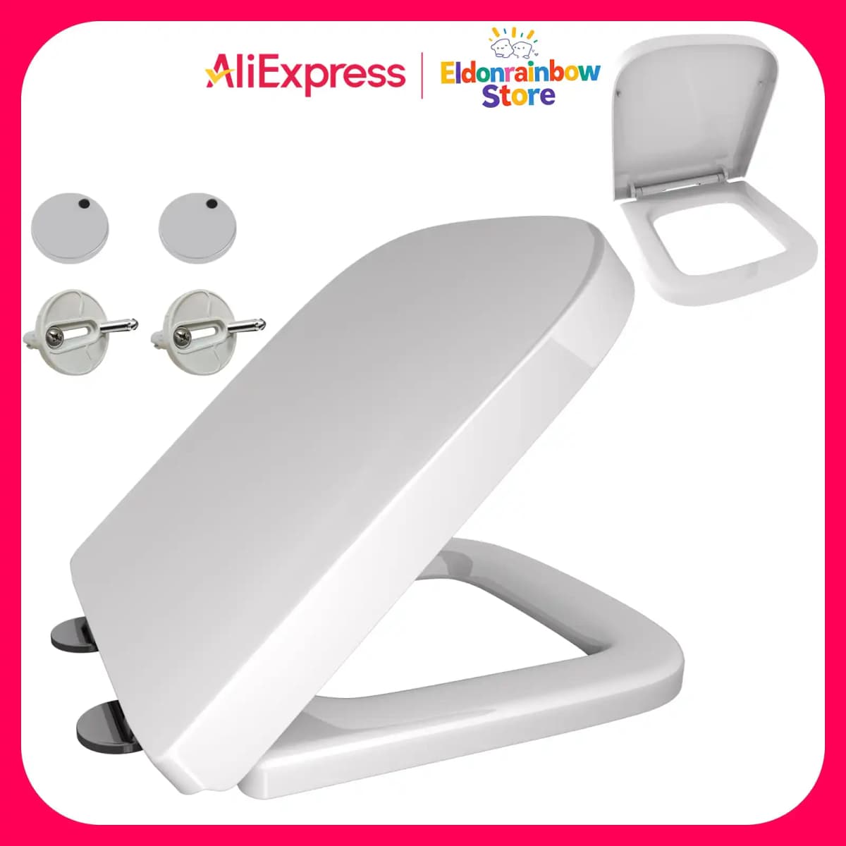 S-Shaped Toilet Seat Slow Close Quiet Lid Practical Handy Thickened Durable for Both Adults Children Safety Bathroom Accessories