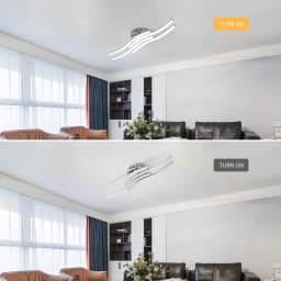 Modern Led Ceiling Light, 4 Built-in Wave Led Board Design Ceiling Lamps Silver Ceiling Lighting for Living Room Bedroom Kitchen