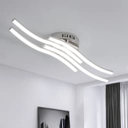 Modern Led Ceiling Light, 4 Built-in Wave Led Board Design Ceiling Lamps Silver Ceiling Lighting for Living Room Bedroom Kitchen