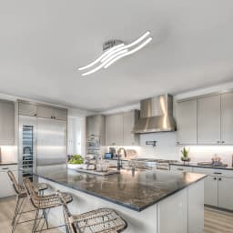 Modern Led Ceiling Light, 4 Built-in Wave Led Board Design Ceiling Lamps Silver Ceiling Lighting for Living Room Bedroom Kitchen