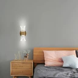 Indoor LED Wall Lamp,Modern 12W Wall Lamp Dimmable with 3 Light Colors,Gold Acrylic Wall Lamp for Bedroom Stairwell Hallway