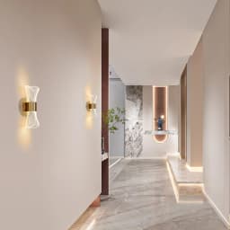 Indoor LED Wall Lamp,Modern 12W Wall Lamp Dimmable with 3 Light Colors,Gold Acrylic Wall Lamp for Bedroom Stairwell Hallway