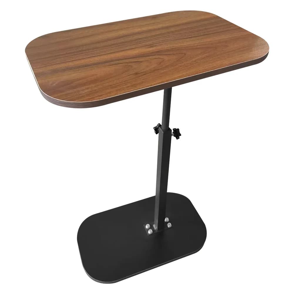 C Shaped Side Table Portable Corner Table for Small Spaces (Walnut Desktop)