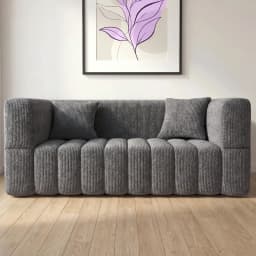 RUMMY 2-Seater Soft Foam Sofa with Armrests & 2 Cushions, Compact Modern Loveseat for Living Room, Bedroom or Office, Grey