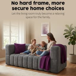RUMMY 2-Seater Soft Foam Sofa with Armrests & 2 Cushions, Compact Modern Loveseat for Living Room, Bedroom or Office, Grey