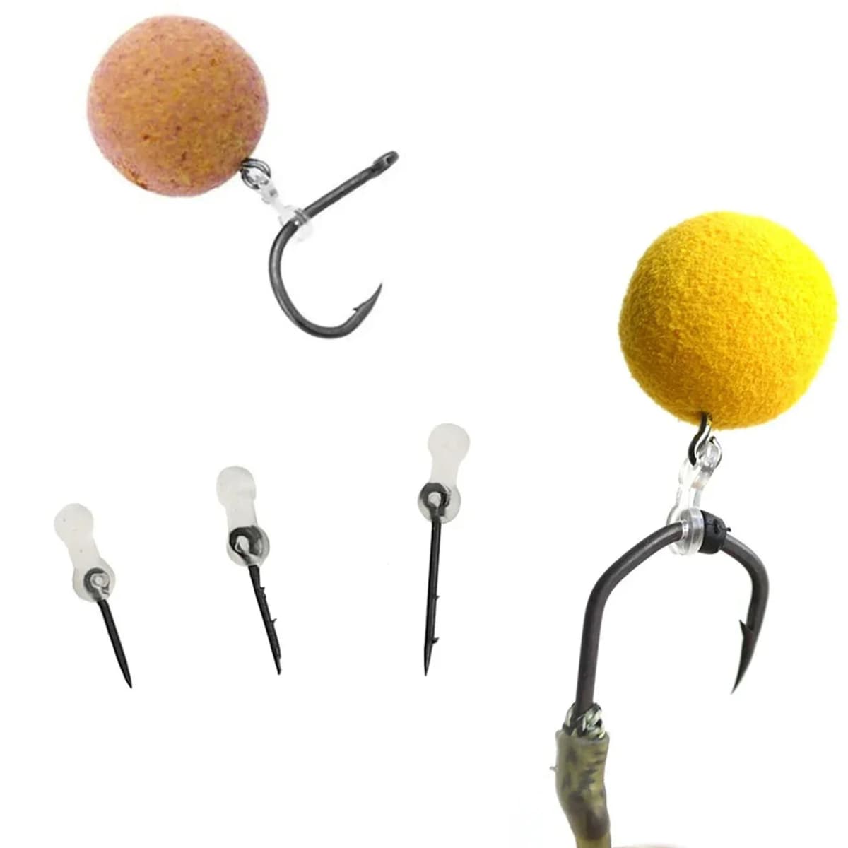 12pcs Metal Bait Spike Carp Fishing Accessories Bait Sting Boilies Pin with Clear Rubber Corn Ronnie Hair Rig Carp Feeder Tackle