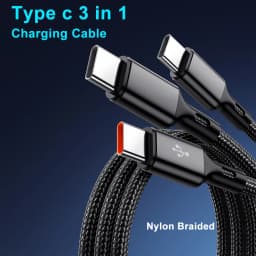 100W 3 in 1 Multi-ports USB C Charger Cable 6A USB-A to 3 ×Type-C Fast Charging Cable For Samsung Galacy S24 Xiaomi Redmi Huawei
