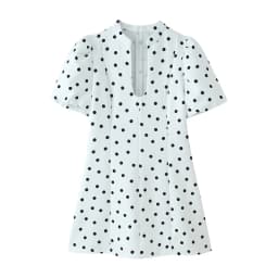 KONDALA Elegant Holiday Chic Women Mini Dress Black O-Neck Zipper Short Puff Sleeve Dress Fashion 2026 Spring Summer Party Dress