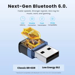 USB Bluetooth 6.0 Adapter for Laptop Desktop PC: Long Range 20M Wireless Dongle for Windows 11/10/8.1 Bluetooth Receiver & Trans