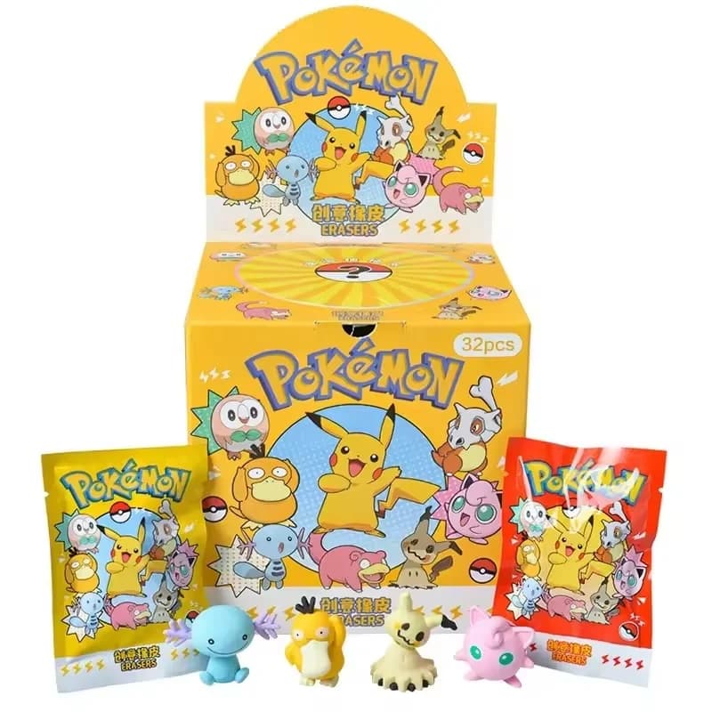 32Pcs Mystery Eraser Blind Bags Surprise Collectible Erasers Cute Cartoon Stationery for Student Prizes Toy
