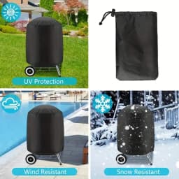 Suitable for Round Charcoal Kettle BBQ Grills, Heavy-Duty Outdoor Barbecue Cover Compatible with Most Pot-Style Grills