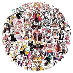 60PCS Japanese Anime Demon Slayer Graffiti Stickers Phone Laptop Guitar Notebook Suitcase Water Bottle Waterproof Sticker Decals