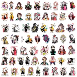 60PCS Japanese Anime Demon Slayer Graffiti Stickers Phone Laptop Guitar Notebook Suitcase Water Bottle Waterproof Sticker Decals