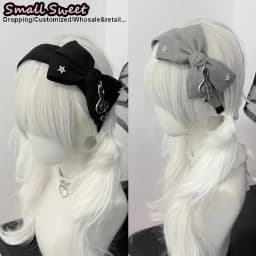 Women Goth Subculture Music Hair Accessories Harajuku Gothic Lolita Y2K Girl Punk Floral Bow Hair Band Headband Hair Hoop