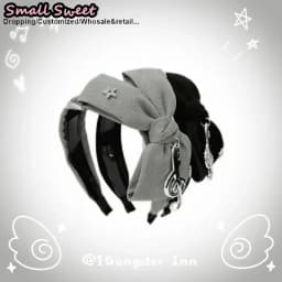 Women Goth Subculture Music Hair Accessories Harajuku Gothic Lolita Y2K Girl Punk Floral Bow Hair Band Headband Hair Hoop