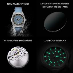 CADISEN TI-7 Autodyne Titanium Steel Automatic Mechanical Canvas Wristwatch MIYOTA 8215 Luminous Sapphire Waterproof Man Watches