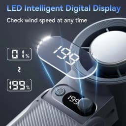 Portable Handheld Turbo Fan 199Gear Strong Wind Speed LED Digital Display 135°Foldable Outdoor 3-in-1 Handheld Fan 6000mAh F5PRO