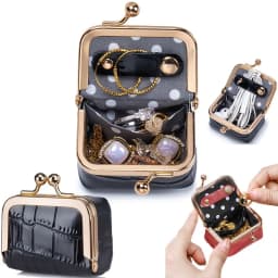 New Women's Pure-Color Imitation Leather Jewelry Box, Ring, Necklace, Earring Storage Box, Mini Coin Purse, Hanging Ornament Bag